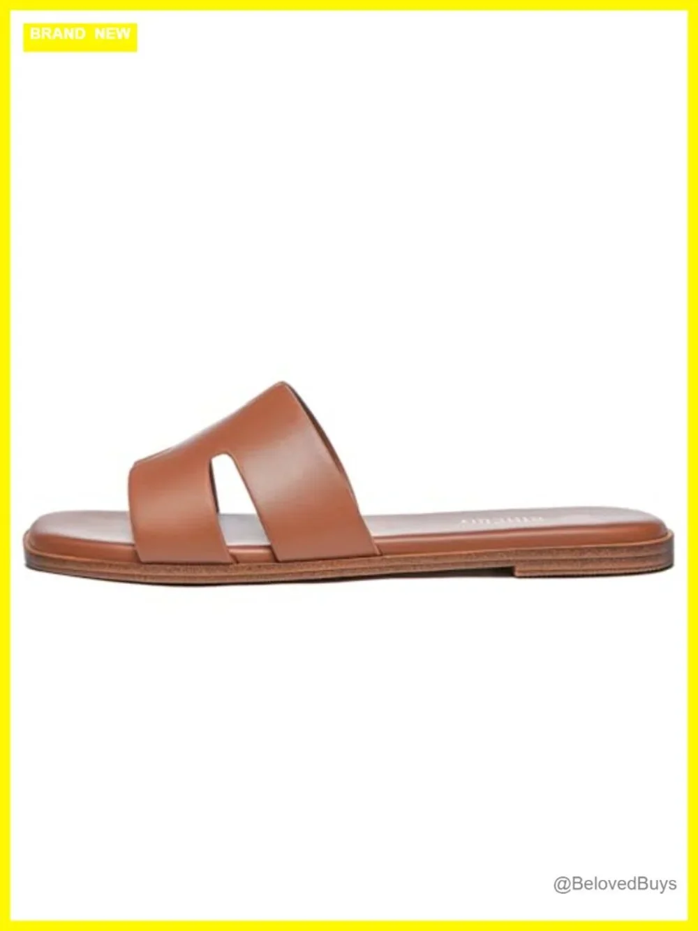 Women's Flat Slide Sandals Comfortable Slip On PU Leather Square Toe